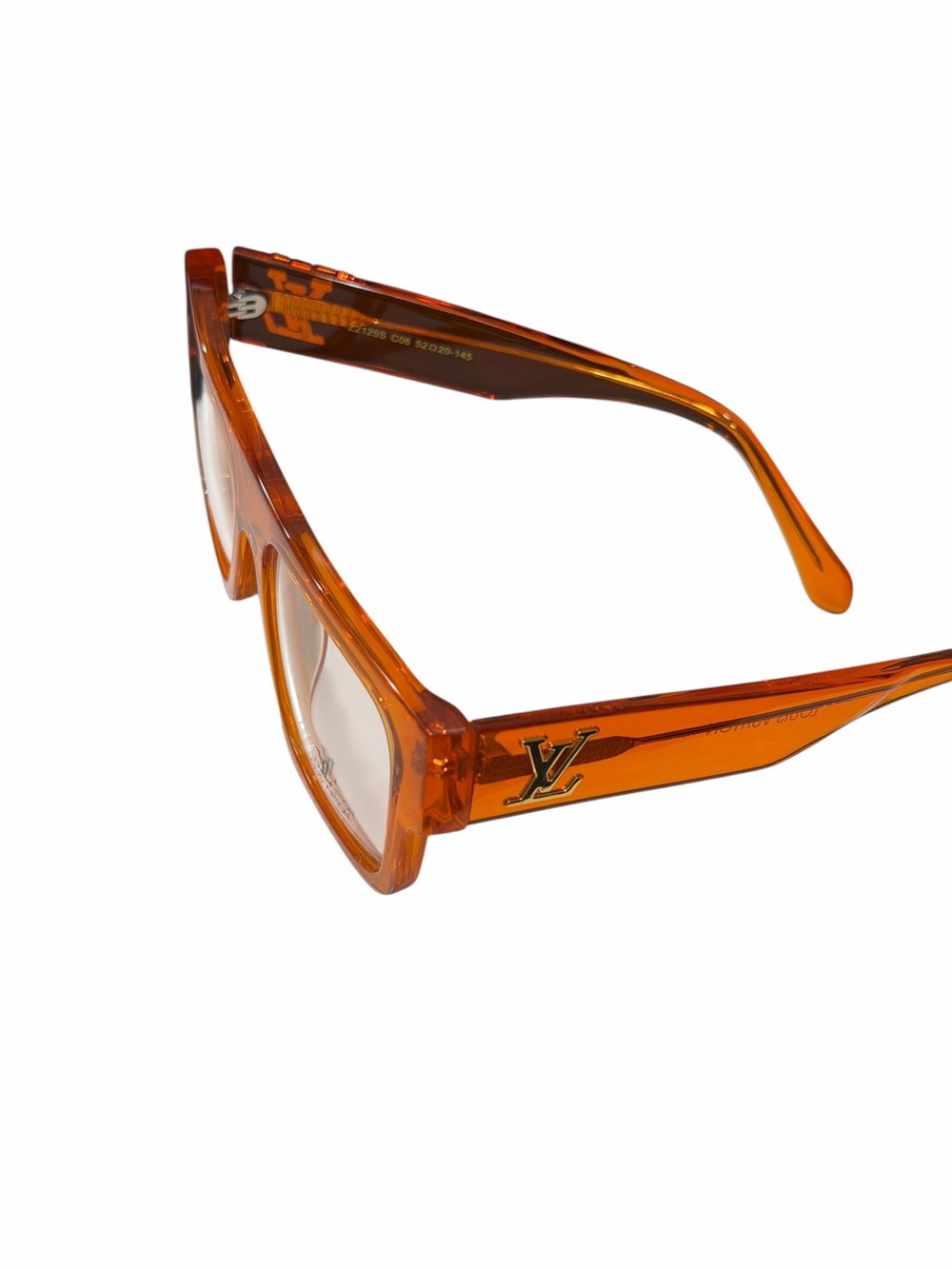 Louis Vuitton Orange Transparent Square Acetate Glasses with LV Monogram